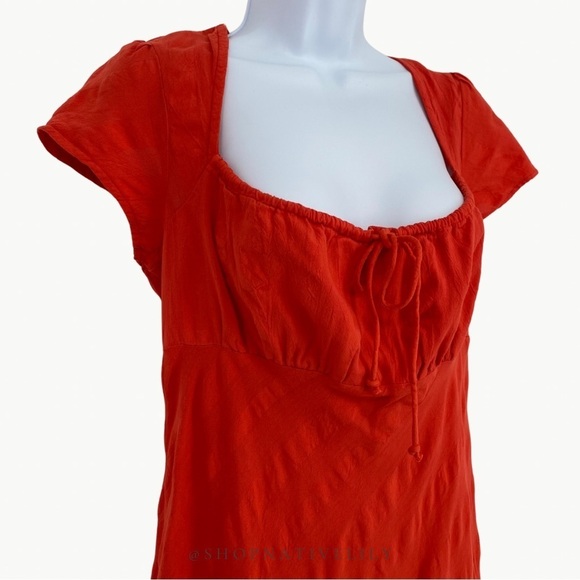 NWT Free People Women’s Natalya Cotton Cap Sleeve Midi Dress Sz Medium, Red - Picture 5 of 15